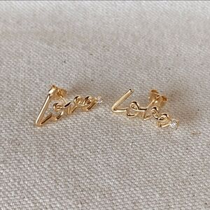 18k Gold Filled Gorgeous Love Stud With Cubic Zirconia